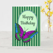 Butterfly & Green Strip Geburtstagkarte Karte (Gelbe Blume)