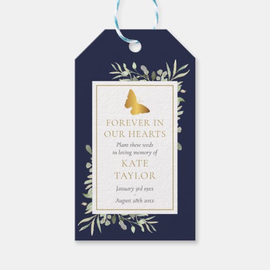 Butterfly Greenerity Funeral Seed Packet Foto Geschenkanhänger (Vorderseite)