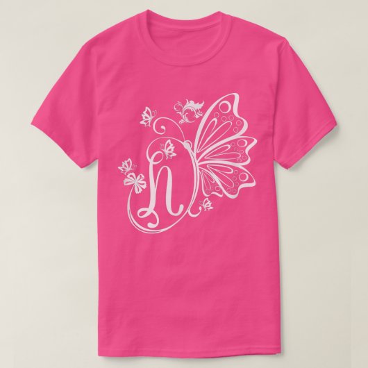 Butterfly Grunge Fairycore Aesthetic Letter N Mono T-Shirt (Design vorne)