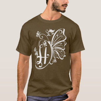 Butterfly Grunge Fairycore Ästhetik Letter H Mono T-Shirt
