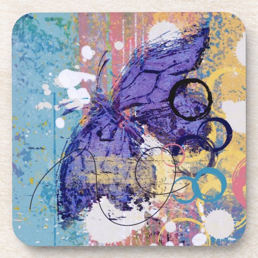 Butterfly Grunge Getränkeuntersetzer (Vorderseite)