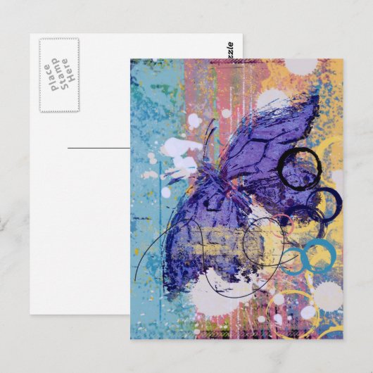 Butterfly Grunge Postkarte (Vorne/Hinten)