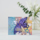 Butterfly Grunge Postkarte (Stehend Vorderseite)