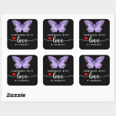 Butterfly Handmade mit Liebe Black Quadratischer Aufkleber (Blatt)