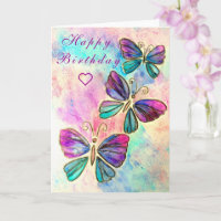 Butterfly Happy Birthday Card Schmetterlinge flieg