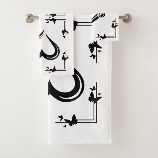 "Butterfly & Heart" Bath Towell Set (Insitu)