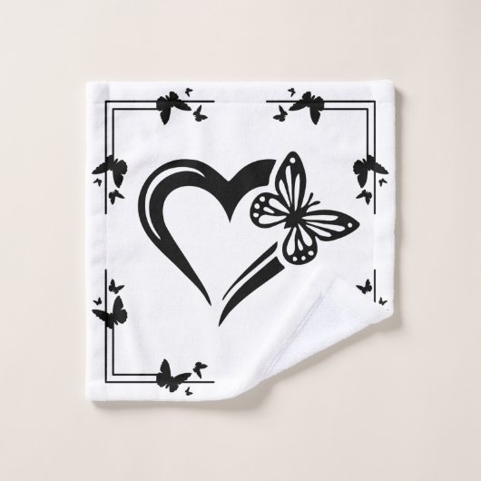 "Butterfly & Heart" Bath Towell Set (Waschlappen)