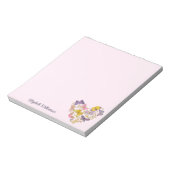 Butterfly Heart Feminine Pastine Pink Name Notizblock (Rotiert)