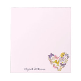 Butterfly Heart Feminine Pastine Pink Name Notizblock