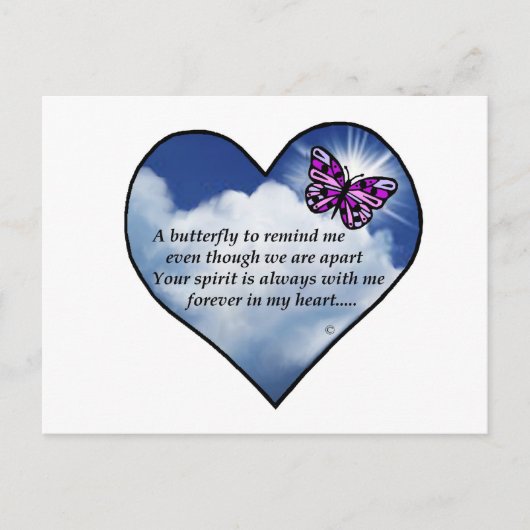 Butterfly Heart Gedicht Postkarte (Vorderseite)
