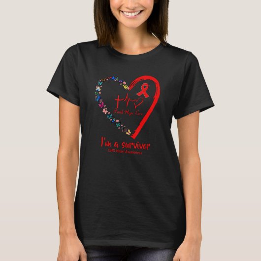 Butterfly Heart I'm A Survivor CHD Heart Disease A T-Shirt (Vorderseite)