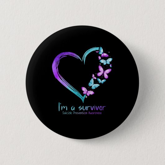 Butterfly Heart Im A Survivor Suicide Prevention Button (Vorderseite)