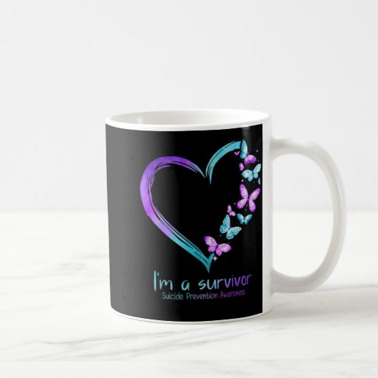 Butterfly Heart Im A Survivor Suicide Prevention Kaffeetasse (Rechts)