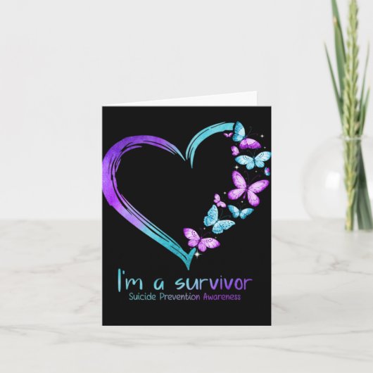 Butterfly Heart Im A Survivor Suicide Prevention Karte (Vorderseite)