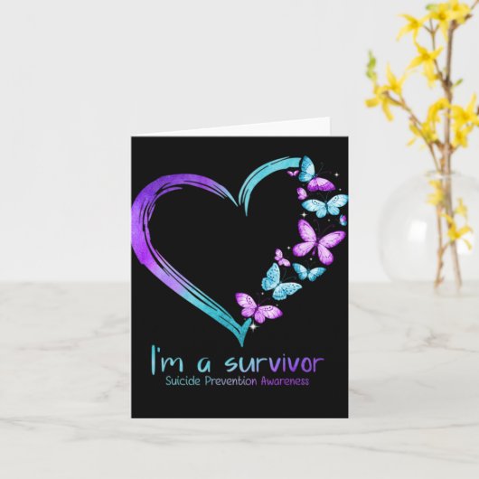 Butterfly Heart Im A Survivor Suicide Prevention Karte (Gelbe Blume)