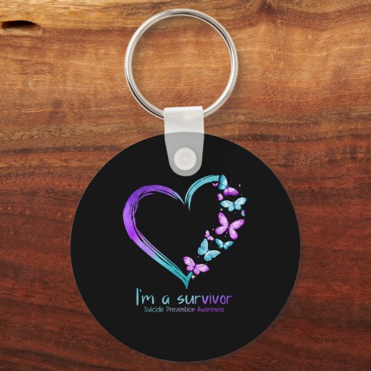 Butterfly Heart Im A Survivor Suicide Prevention Schlüsselanhänger (Vorderseite)