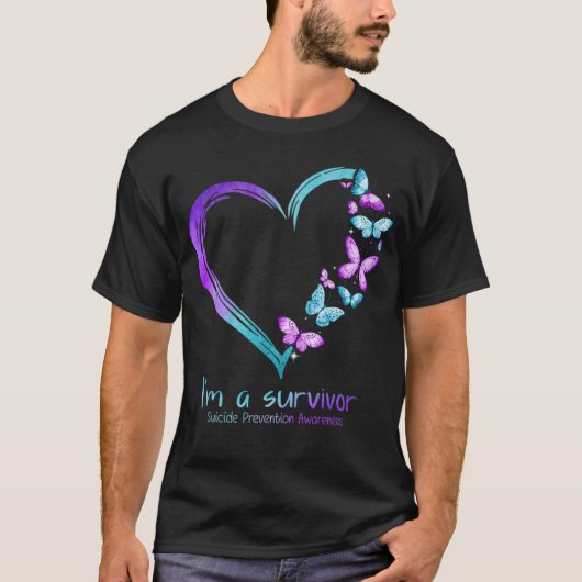Butterfly Heart Im A Survivor Suicide Prevention  T-Shirt (Vorderseite)