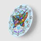 Butterfly Hearts Runde Wanduhr (Winkel)