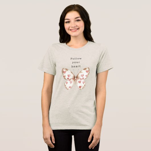 Butterfly Hearts Tri-Blend Shirt (Vorderseite voll)