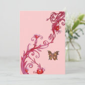 BUTTERFLY, hell rosa Einladung (Stehend Vorderseite)