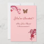 BUTTERFLY, hell rosa Einladung (Rückseite)