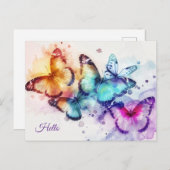 Butterfly Hello Postkarte (Vorne/Hinten)