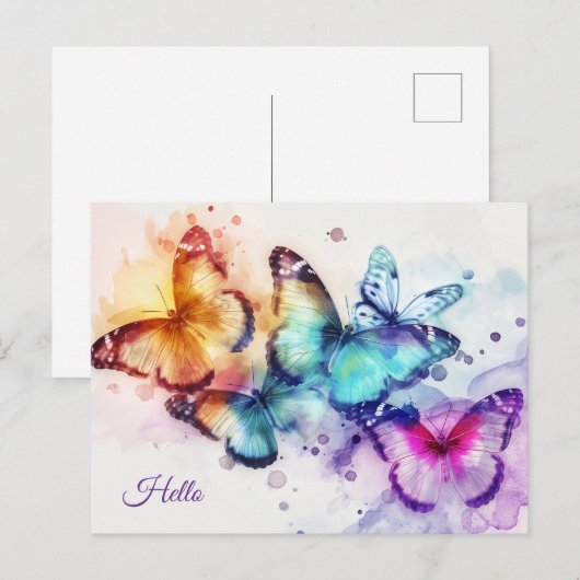 Butterfly Hello Postkarte (Vorne/Hinten)