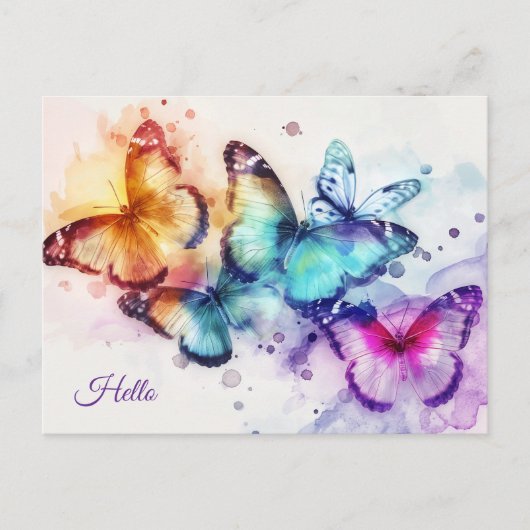 Butterfly Hello Postkarte (Vorderseite)