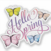 Butterfly Hello Spring Aufkleber (Vorderseite)