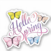 Butterfly Hello Spring Aufkleber (Vorderseite)