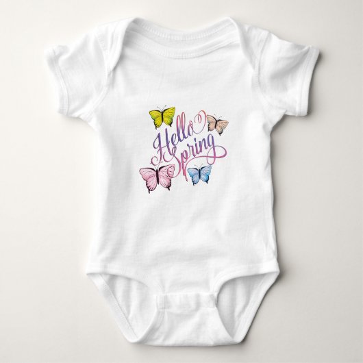 Butterfly Hello Spring Baby Strampler (Vorderseite)