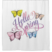 Butterfly Hello Spring Duschvorhang (Vorderseite)