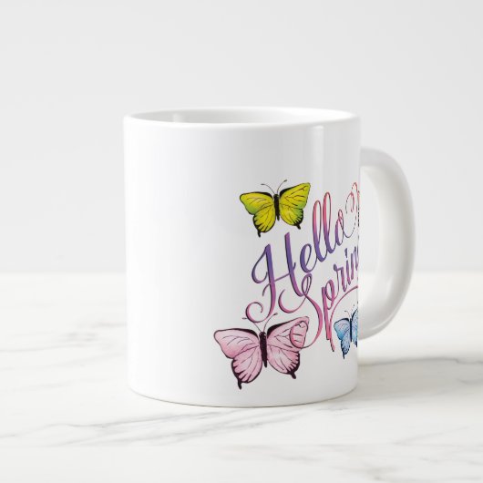 Butterfly Hello Spring Jumbo-Tasse (Vorderseite Rechts)