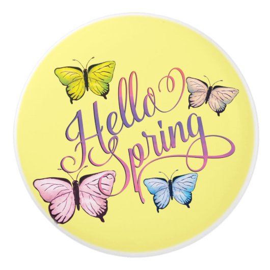 Butterfly Hello Spring Keramikknauf (Vorderseite)