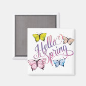 Butterfly Hello Spring Magnet (Vorderseite/Rückseite)