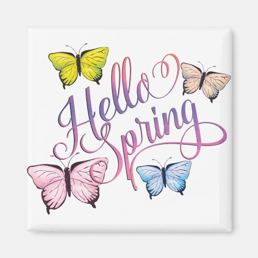 Butterfly Hello Spring Magnet (Vorne)