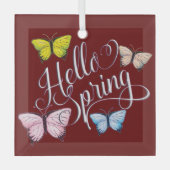 Butterfly Hello Spring Ornament Aus Glas (Vorderseite)