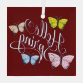 Butterfly Hello Spring Ornament Aus Glas (Rückseite)