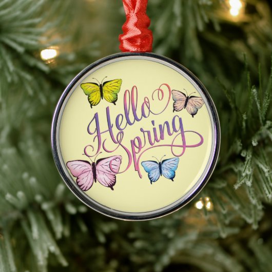 Butterfly Hello Spring Ornament Aus Metall (Baum)