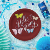 Butterfly Hello Spring Pappteller (Party)