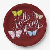 Butterfly Hello Spring Pappteller (Vorderseite)