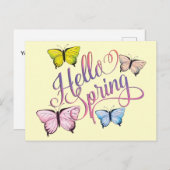 Butterfly Hello Spring Postkarte (Vorne/Hinten)