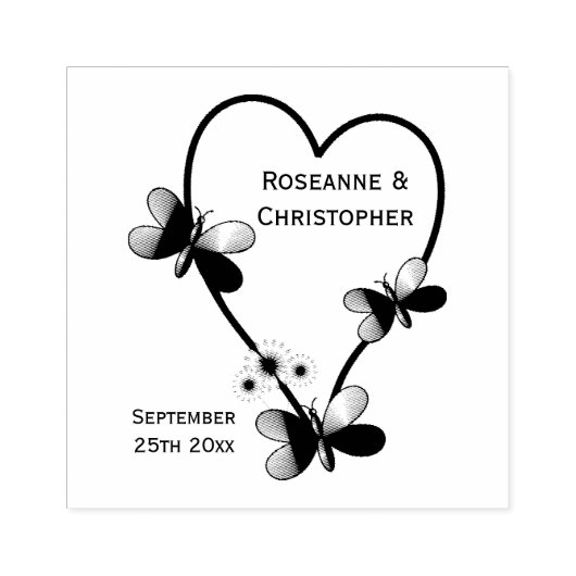 Butterfly-Herz-Design-Hochzeit Gummistempel (Prägung)
