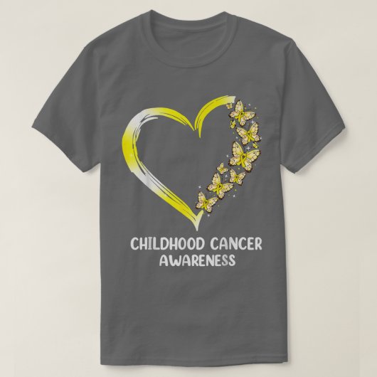 Butterfly Herz Gold Ribbon Kinderkrebs-Aware T-Shirt (Design vorne)