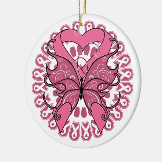 Butterfly Herzfleck - Brustkrebs Keramik Ornament (Links)