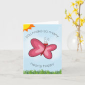 Butterfly Herzkarte Karte (Gelbe Blume)