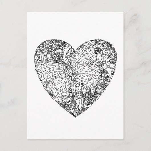 Butterfly-Herzmuster Postkarte (Vorderseite)