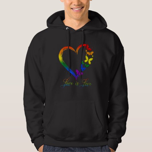 Butterfly Herzrasen Liebe ist Liebe Lesb Lesb Hoodie (Vorderseite)