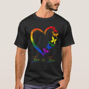 Butterfly Herzrasen Liebe ist Liebe LGBT Gay Lesb T-Shirt