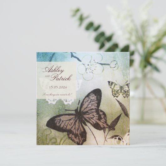 Butterfly-Hochzeit Einladung (Stehend Vorderseite)
